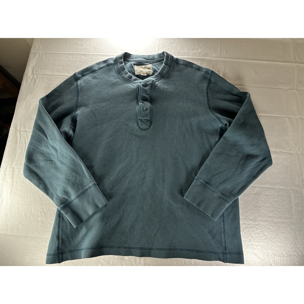 Eddie Bauer Adventurer Henley Sweater Mens‎ 2XLLong Sleeve Teal Blue Long Sleeve